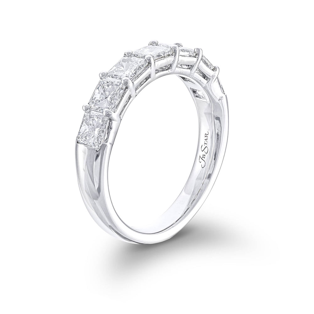 Platinum Radiant-Cut Diamond Single-Row Band
