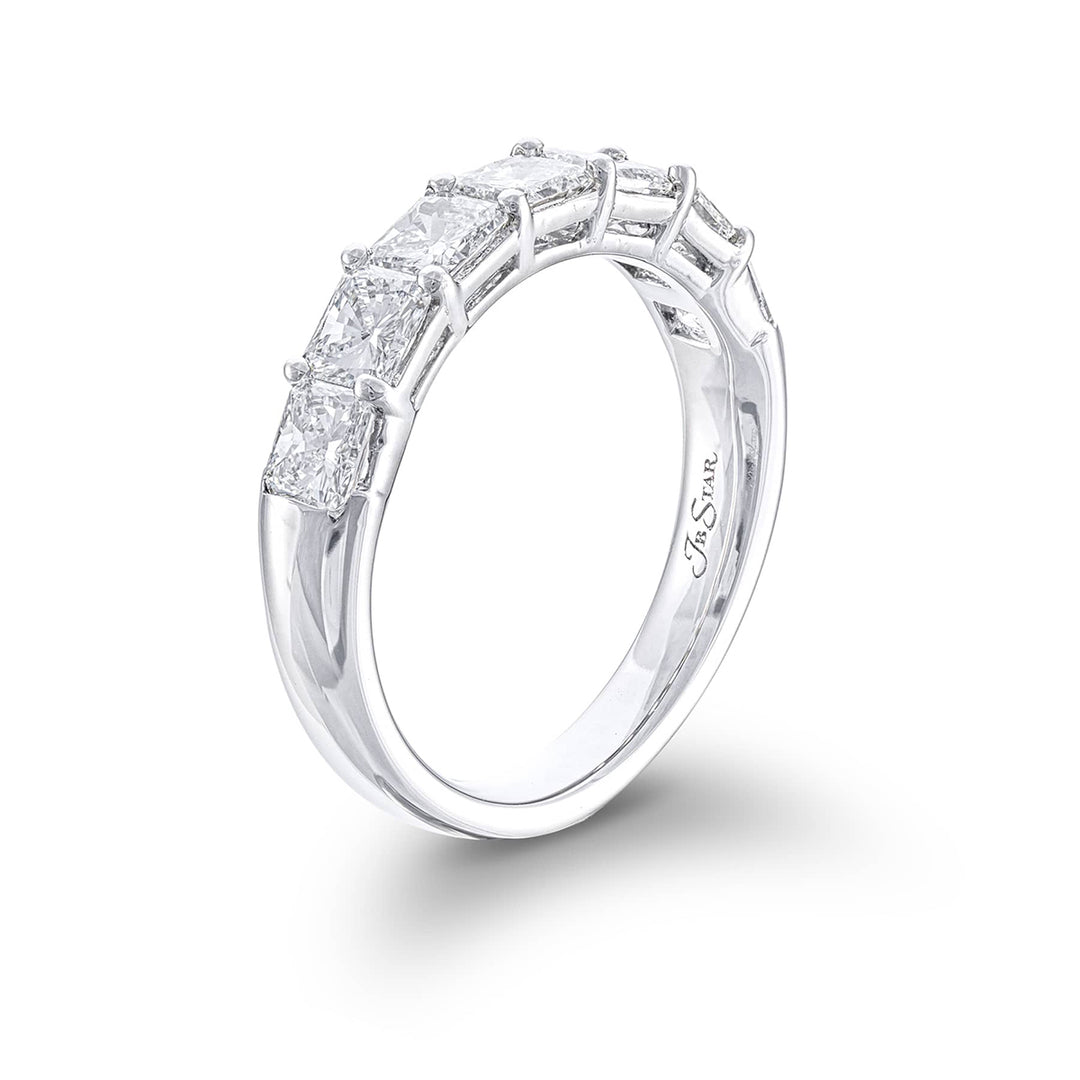 Platinum Radiant-Cut Diamond Single-Row Band