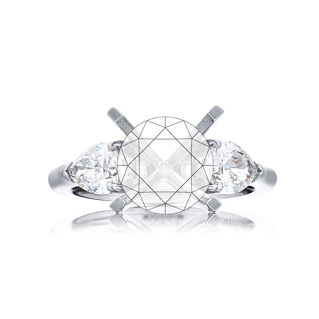 Dazzling Brilliance: Our timeless Diamond Semi-mount. These two pear-shaped diamonds are handcrafted in pure platinum.
