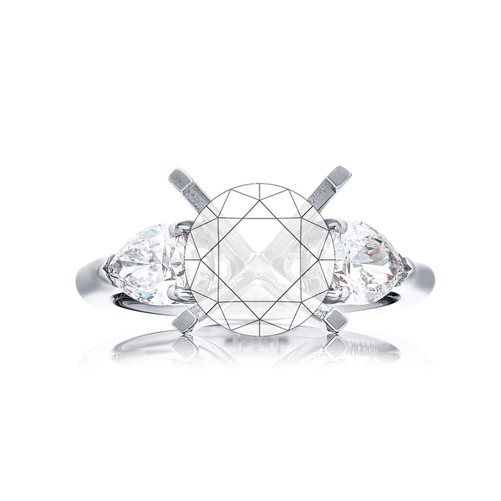 Dazzling Brilliance: Our timeless Diamond Semi-mount. These two pear-shaped diamonds are handcrafted in pure platinum.