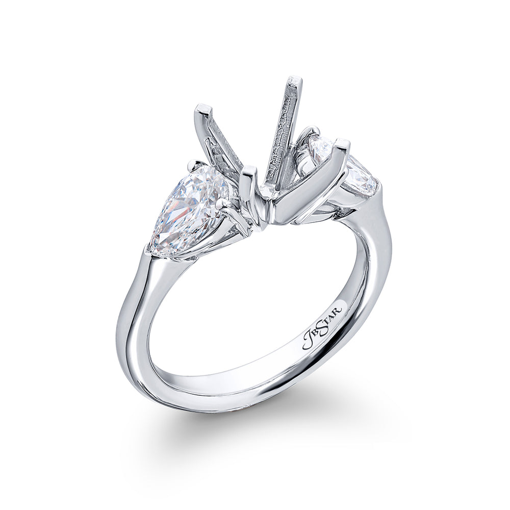 Dazzling Brilliance: Our timeless Diamond Semi-mount. These two pear-shaped diamonds are handcrafted in pure platinum.