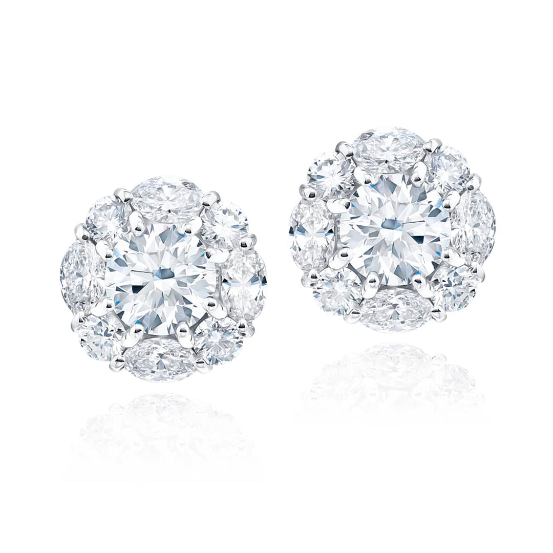 Platinum Round Diamond Certified Stud Earrings