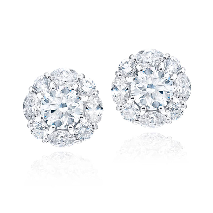 Platinum Round Diamond Certified Stud Earrings
