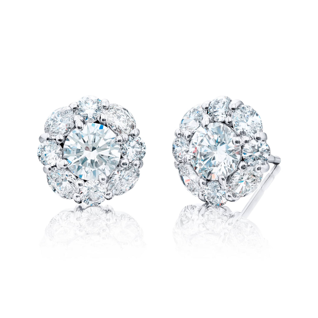 Platinum Round Diamond Certified Stud Earrings