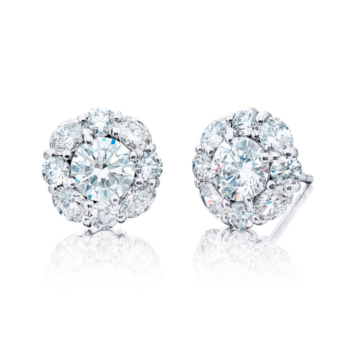 Platinum Round Diamond Certified Stud Earrings