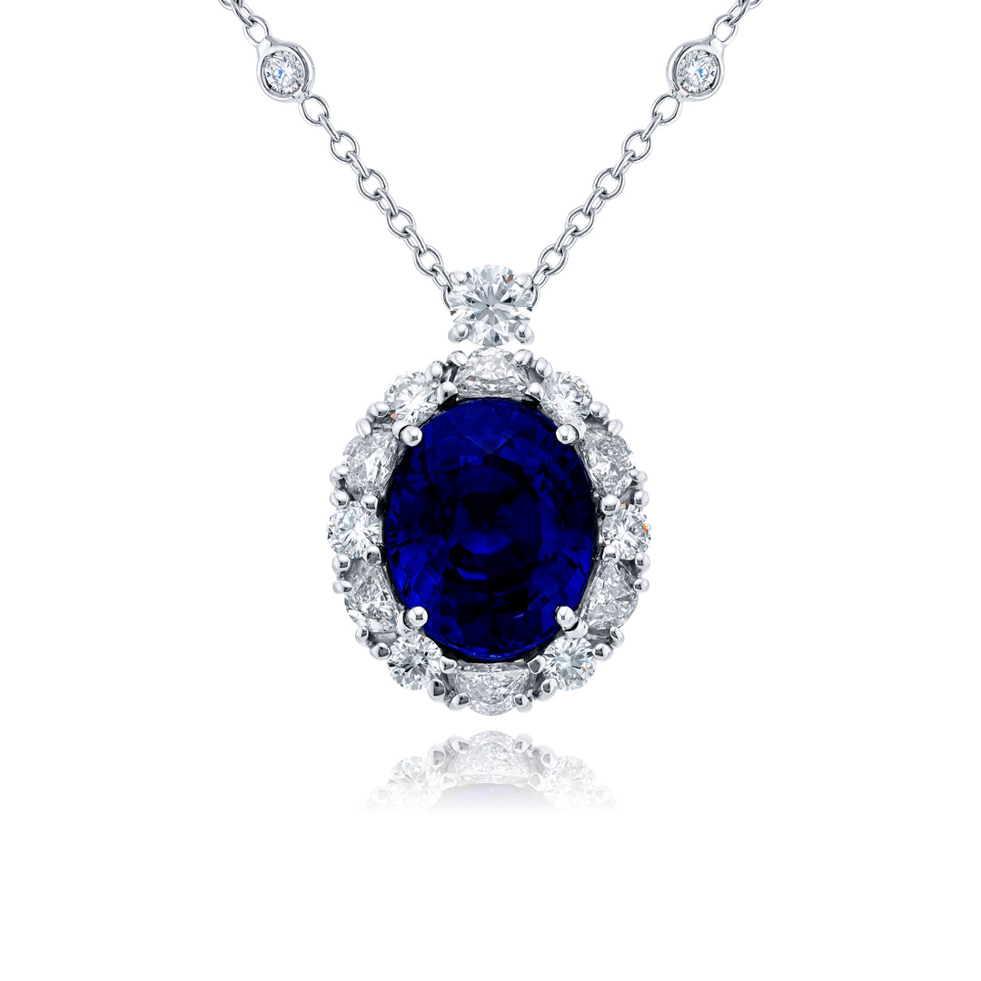 Platinum Oval No-Heat Sapphire Certified Pendant