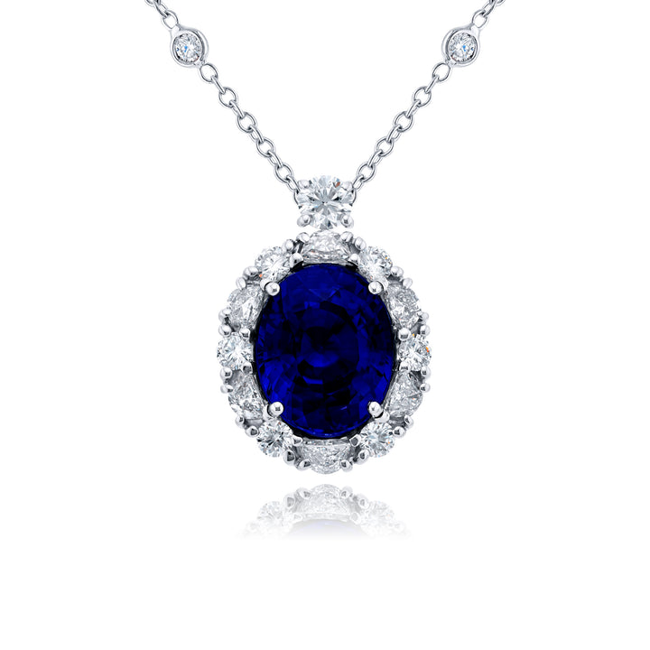 Platinum Oval No-Heat Sapphire Certified Pendant