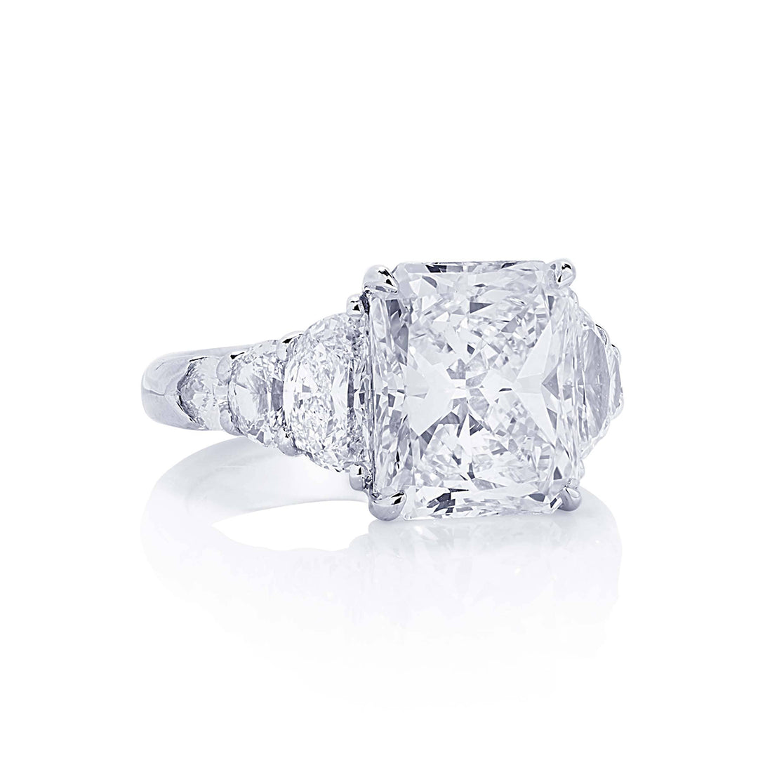 Dazzling 5.05 ct. Fancy Yellow Radiant-Cut Diamond Ring with Half-Moon & Shield Diamonds