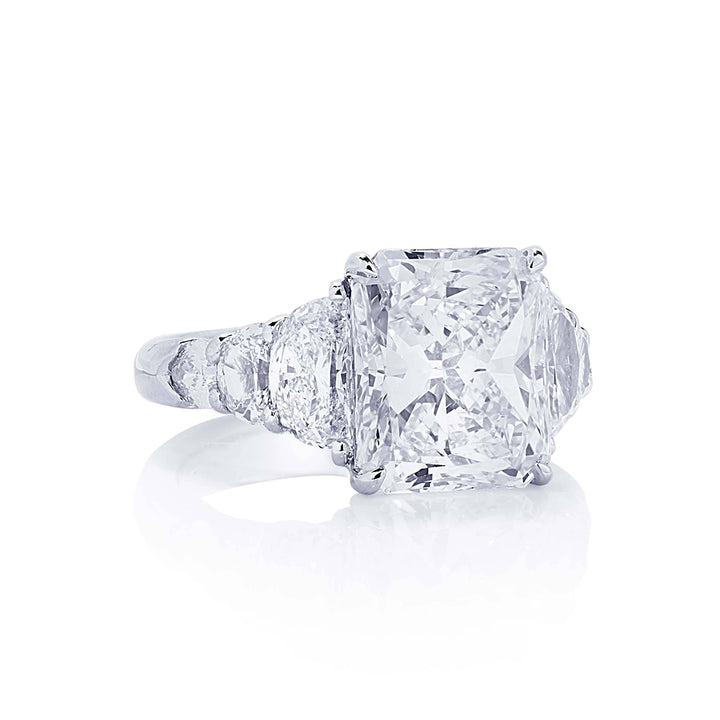 Dazzling 5.05 ct. Fancy Yellow Radiant-Cut Diamond Ring with Half-Moon & Shield Diamonds