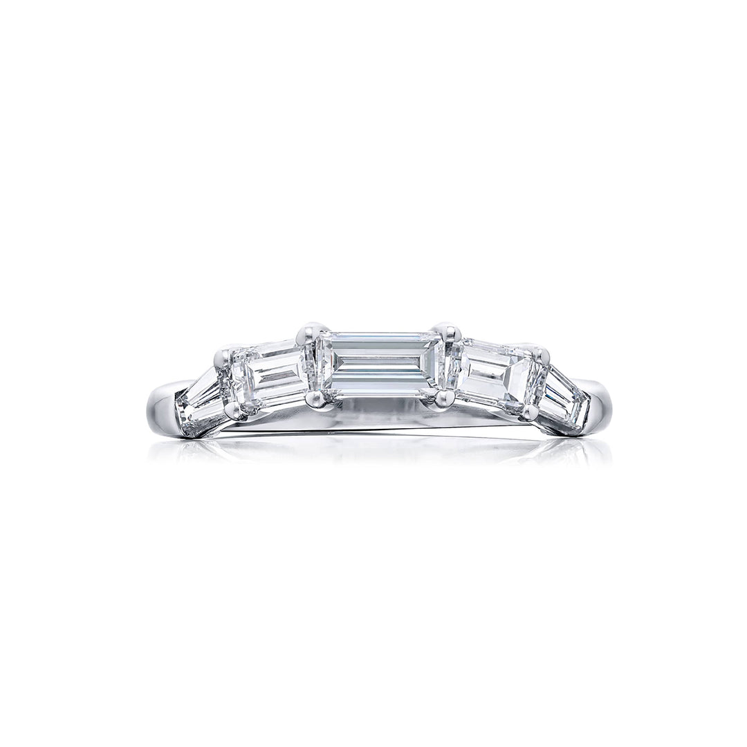 Platinum Straight Baguette and Tapered Baguette Diamond Single-Row Channel Set Band