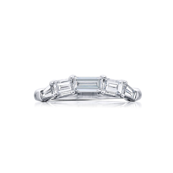 Platinum Straight Baguette and Tapered Baguette Diamond Single-Row Channel Set Band