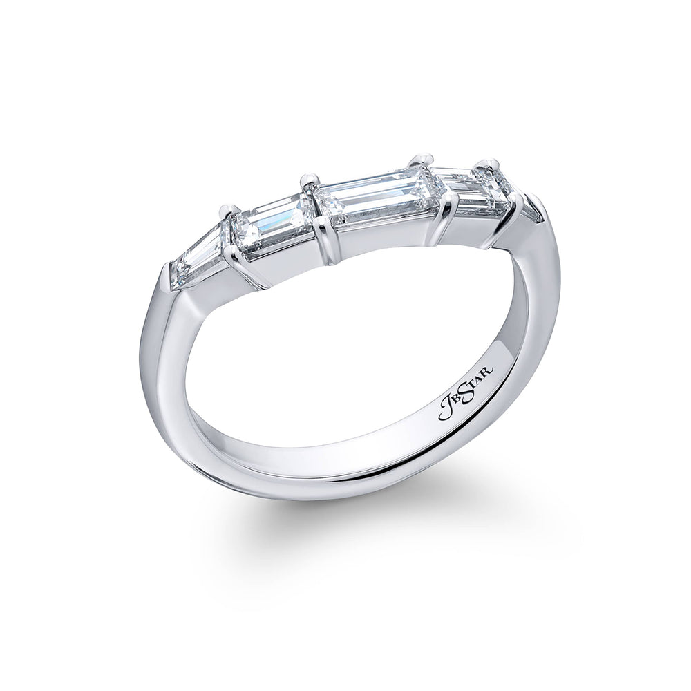 Platinum Straight Baguette and Tapered Baguette Diamond Single-Row Channel Set Band
