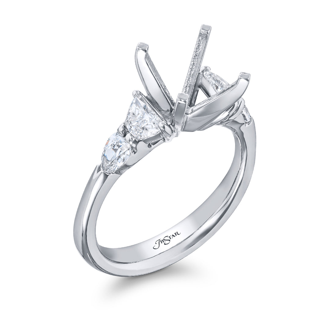Dazzling Brilliance: Our stunning Diamond Semi-mount. These two half-moon diamonds accompanied by two stunning shield diamonds are handcrafted in pure platinum.