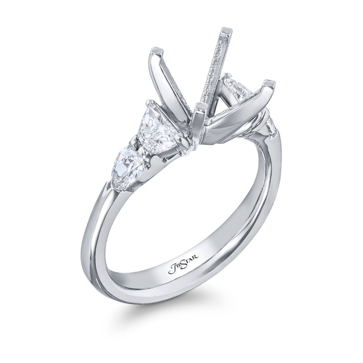 Dazzling Brilliance: Our stunning Diamond Semi-mount. These two half-moon diamonds accompanied by two stunning shield diamonds are handcrafted in pure platinum.