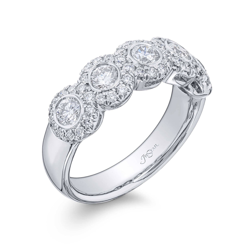 Iconic Multi-Row Diamond Band | Bezel-Set Round Diamonds with Micro Pave in Platinum