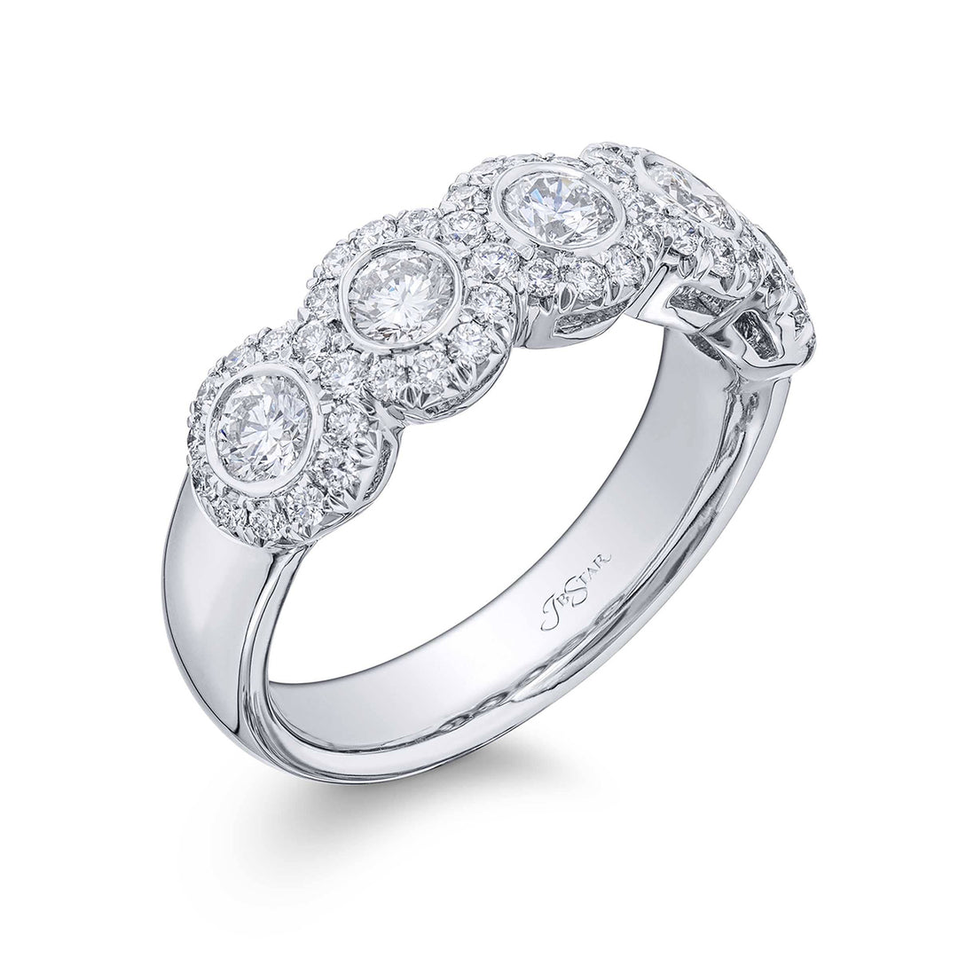 Iconic Multi-Row Diamond Band | Bezel-Set Round Diamonds with Micro Pave in Platinum