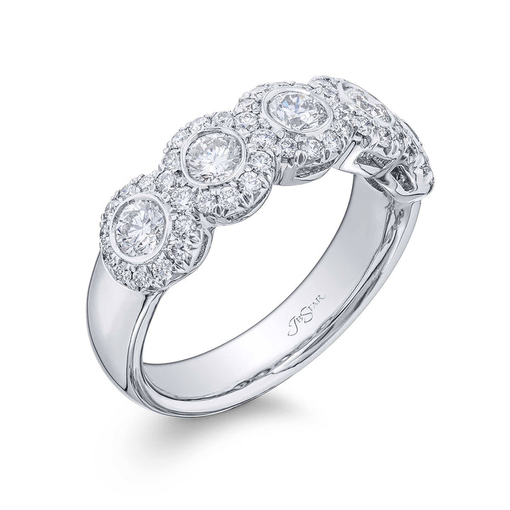 Iconic Multi-Row Diamond Band | Bezel-Set Round Diamonds with Micro Pave in Platinum