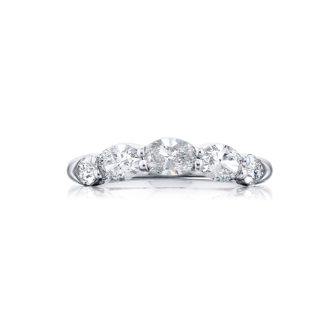 Platinum Oval and Pear-Shaped Diamond Single-Row Band