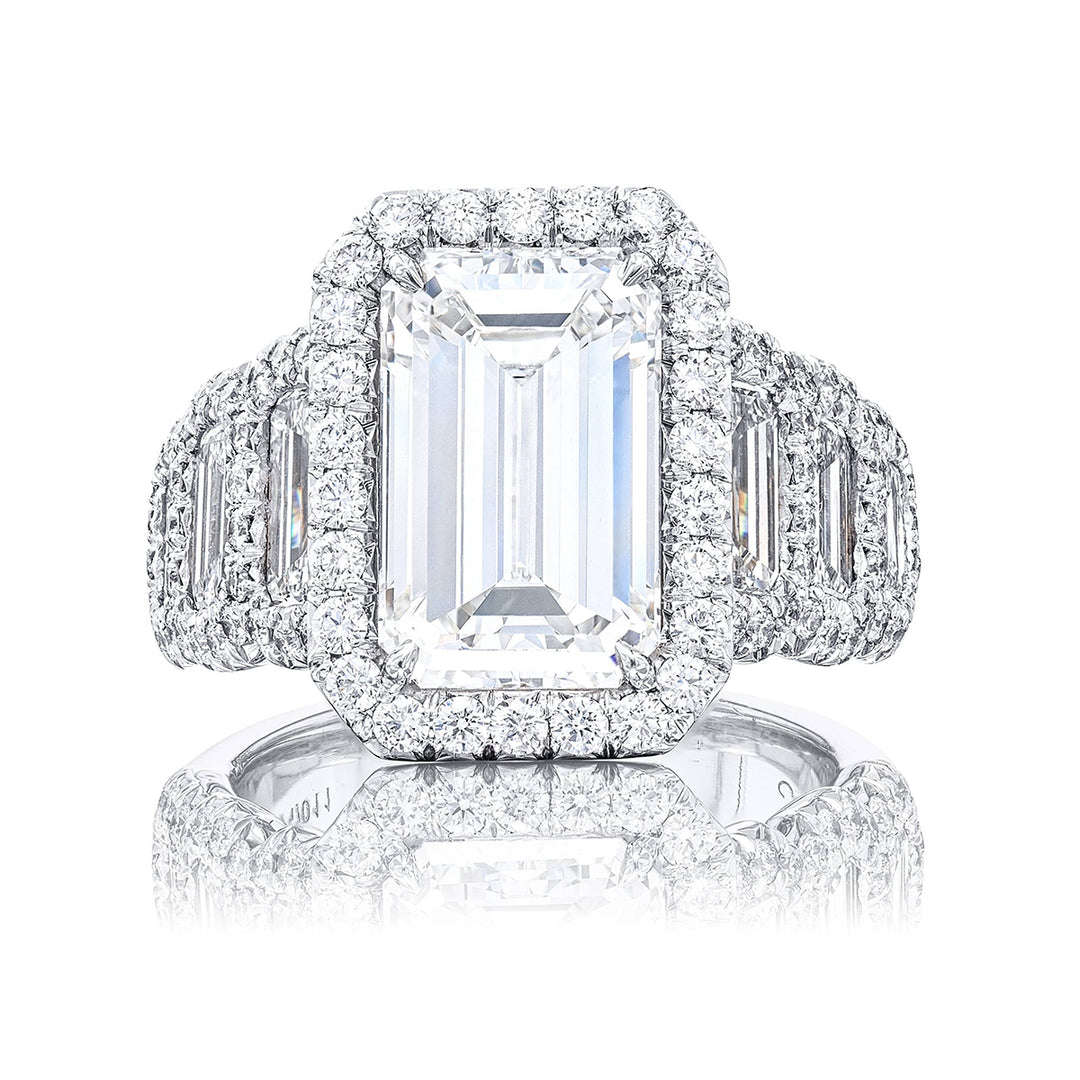 Dazzling 5.03 ct. Emerald-Cut Diamond Engagement Ring in Micro Pave Platinum