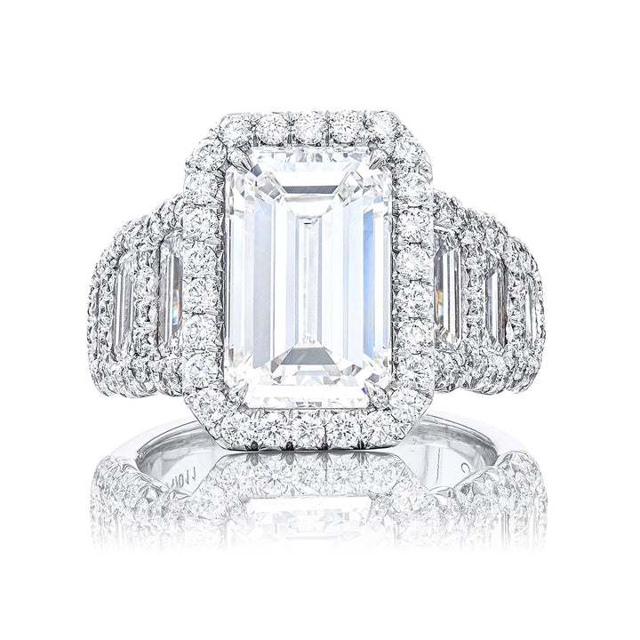 Dazzling 5.03 ct. Emerald-Cut Diamond Engagement Ring in Micro Pave Platinum