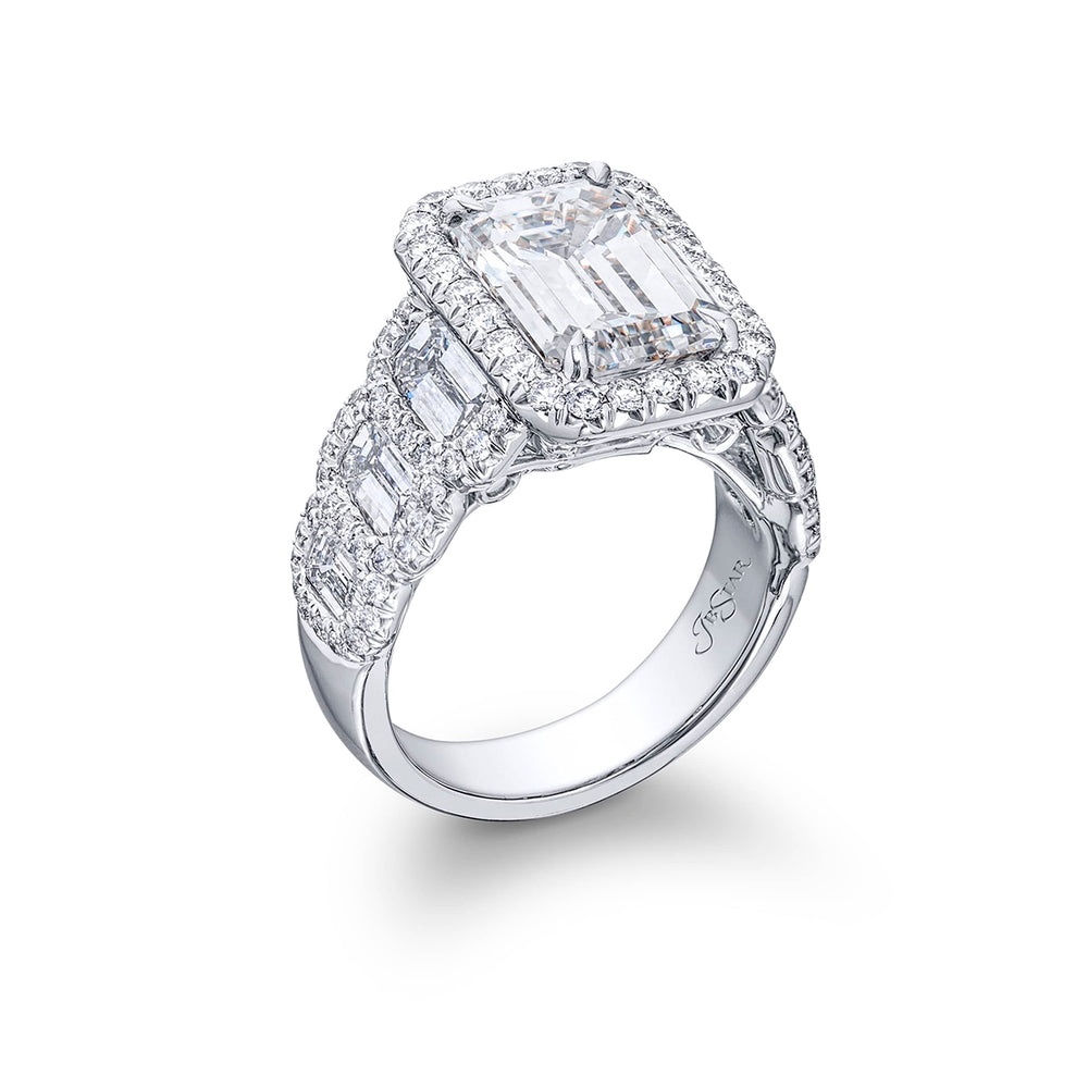 Dazzling 5.03 ct. Emerald-Cut Diamond Engagement Ring in Micro Pave Platinum