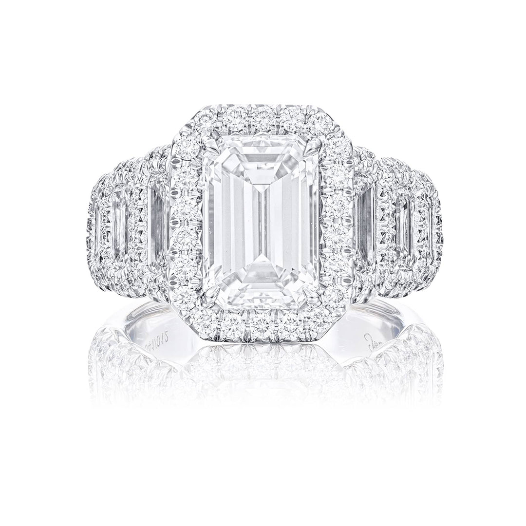 Timeless 3.03 ct. Emerald-Cut Diamond Engagement Ring with Micro Pave Accents
