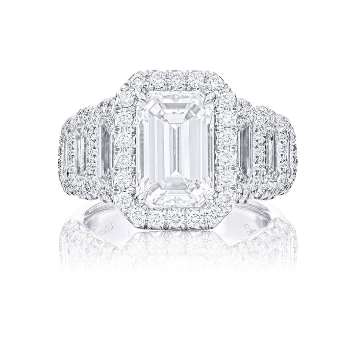 Timeless 3.03 ct. Emerald-Cut Diamond Engagement Ring with Micro Pave Accents