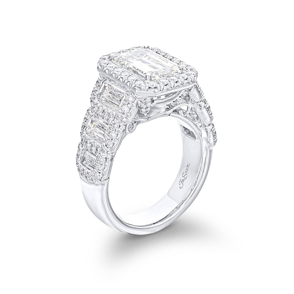 Timeless 3.03 ct. Emerald-Cut Diamond Engagement Ring with Micro Pave Accents