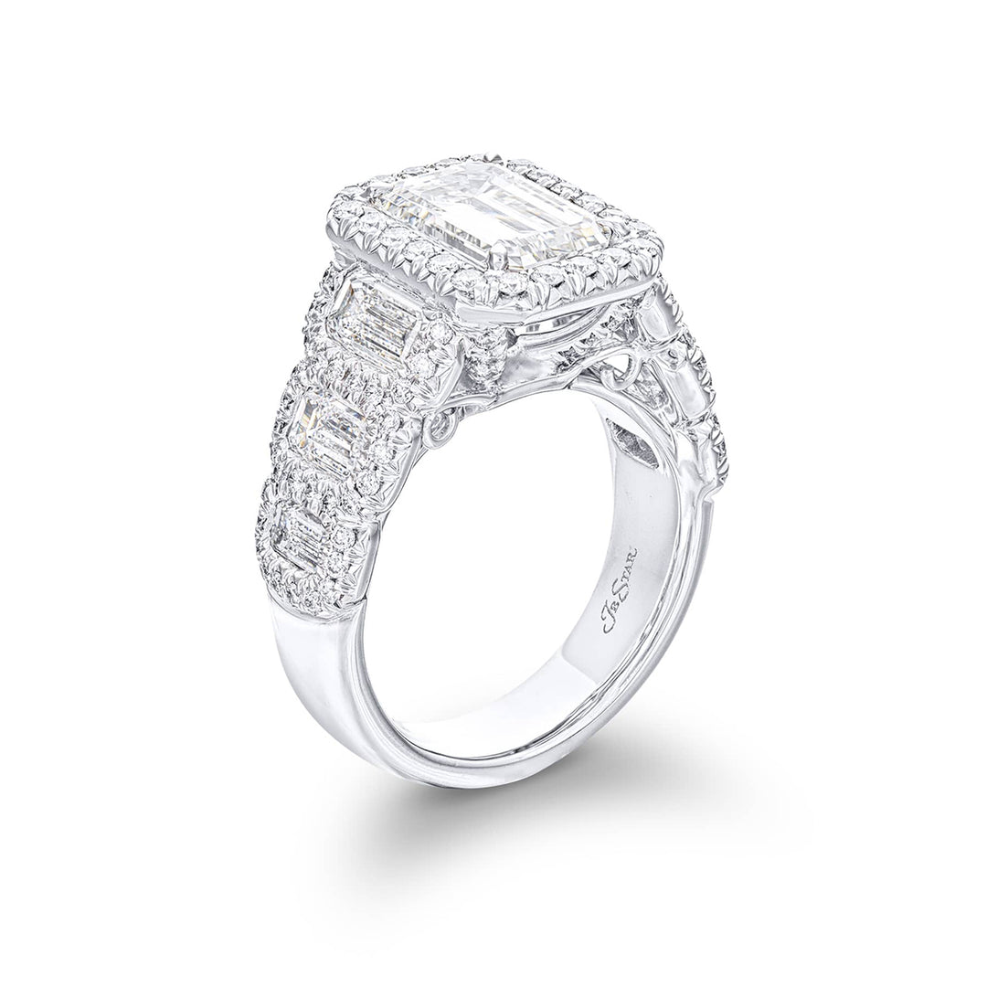 Timeless 3.03 ct. Emerald-Cut Diamond Engagement Ring with Micro Pave Accents