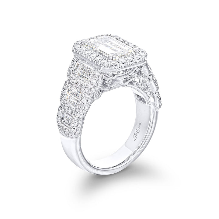 Timeless 3.03 ct. Emerald-Cut Diamond Engagement Ring with Micro Pave Accents