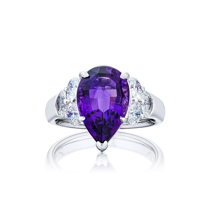 Platinum Pear-Shaped Amethyst Ring