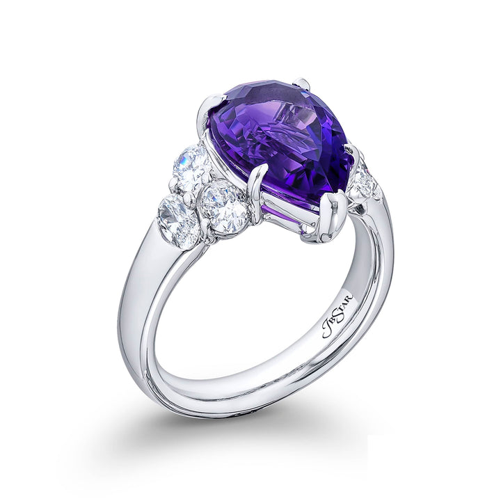 Platinum Pear-Shaped Amethyst Ring