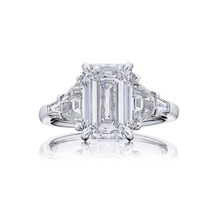 Timeless 3.81 ct. Emerald-Cut Diamond Ring with Trapezoid & Tapered Baguette Accents
