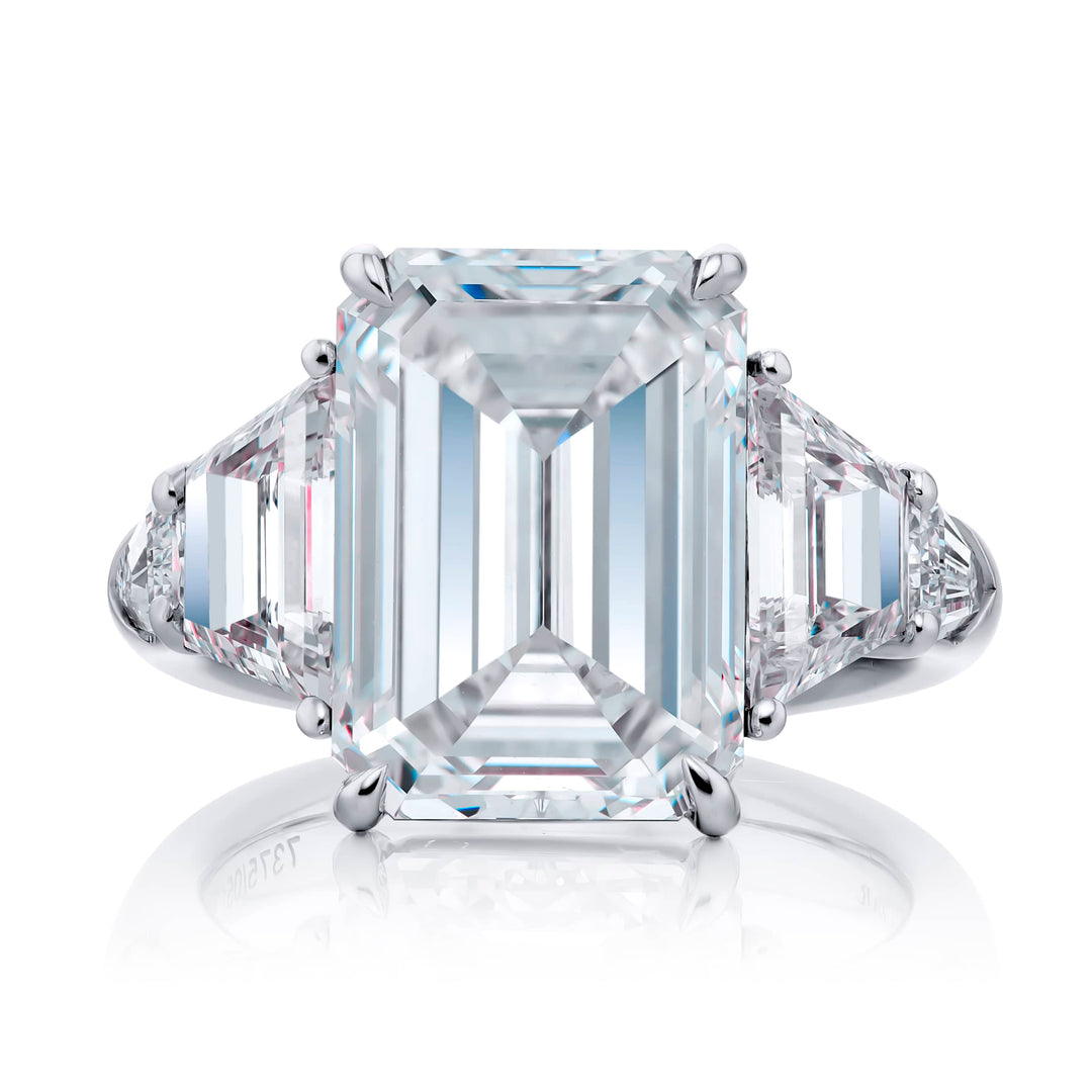 Platinum Emerald-Cut Diamond Certified Ring