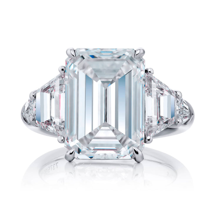 Platinum Emerald-Cut Diamond Certified Ring