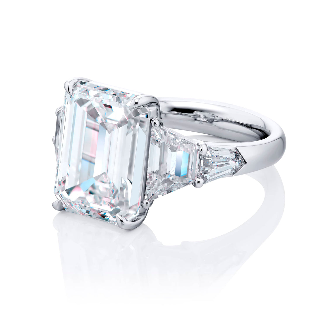 Platinum Emerald-Cut Diamond Certified Ring