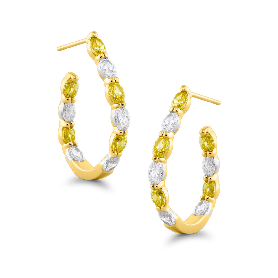 18K Yellow Gold Fancy Yellow Diamond Hoop Earrings