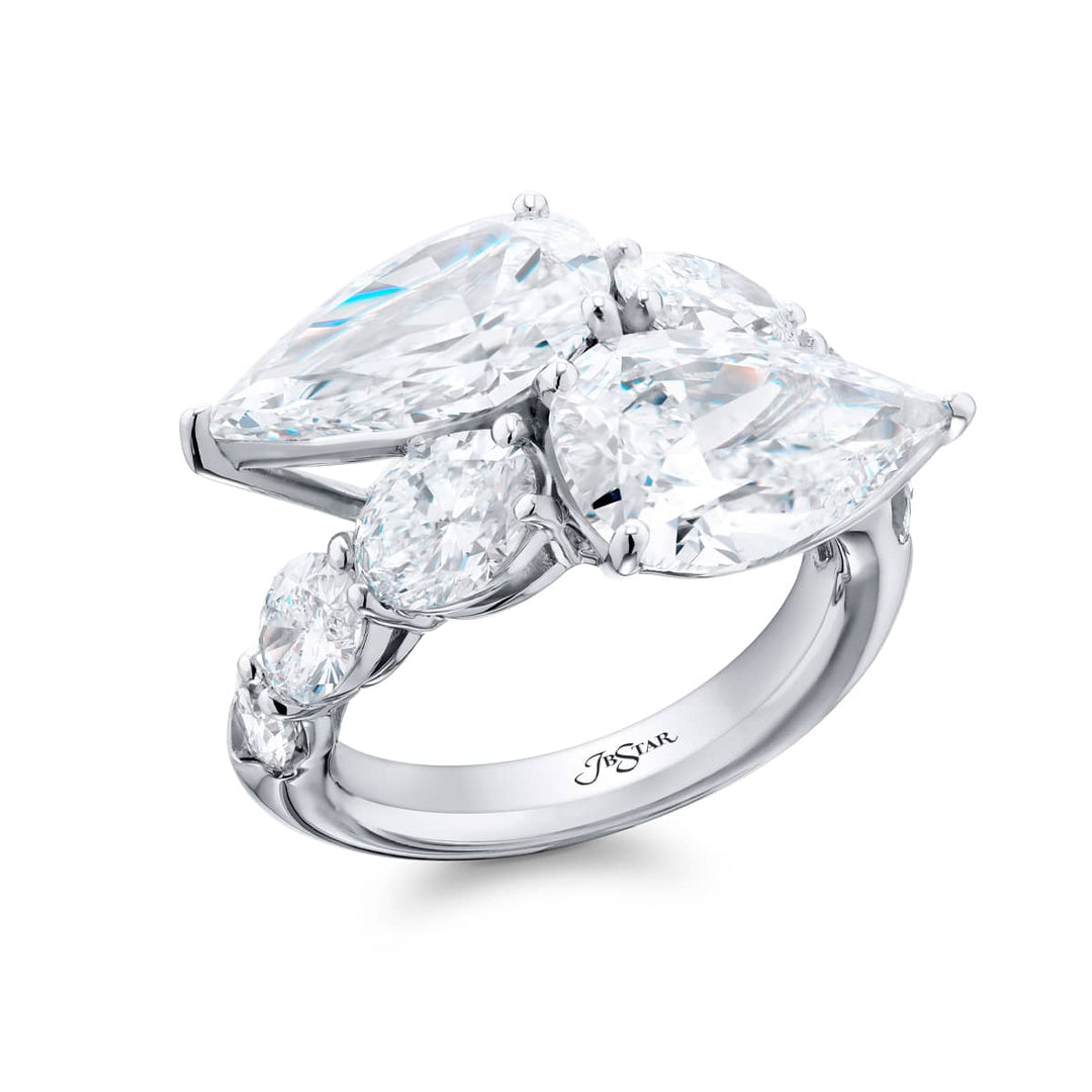Platinum Pear-Shaped Diamond Certified Twogether Ring