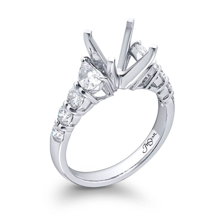 Dazzling Brilliance: Our stunning Diamond Semi-mount. These two half-moon diamonds accompanied by six round diamonds are handcrafted in pure platinum.