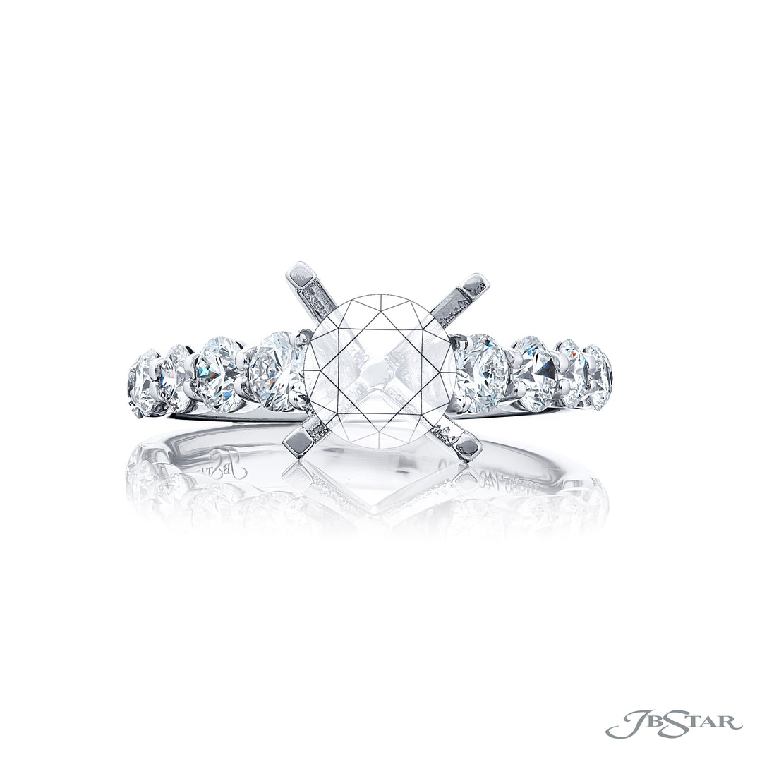 Dazzling Brilliance: Our beautiful Diamond Semi-mount. These ten stunning round diamonds in a shared prong setting are handcrafted in pure platinum.