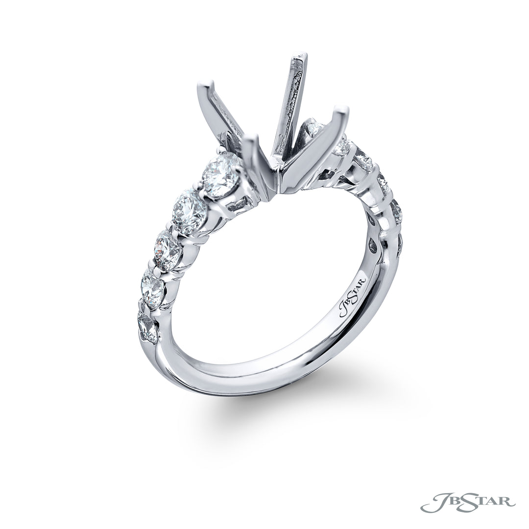 Dazzling Brilliance: Our beautiful Diamond Semi-mount. These ten stunning round diamonds in a shared prong setting are handcrafted in pure platinum.