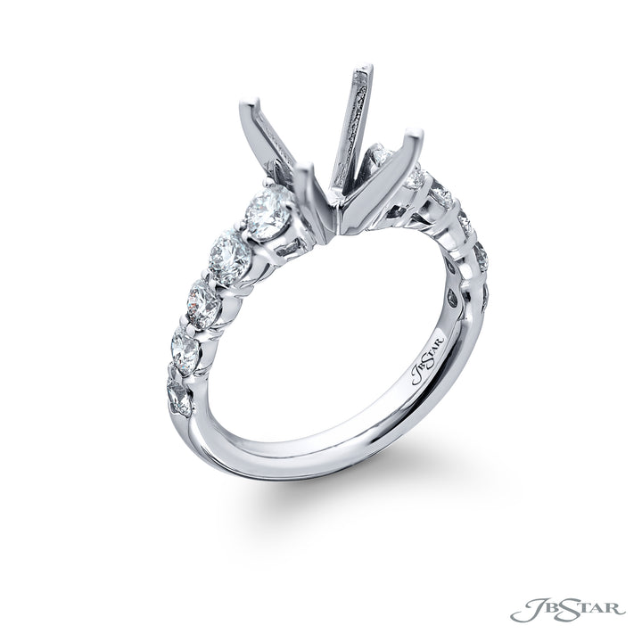 Dazzling Brilliance: Our beautiful Diamond Semi-mount. These ten stunning round diamonds in a shared prong setting are handcrafted in pure platinum.