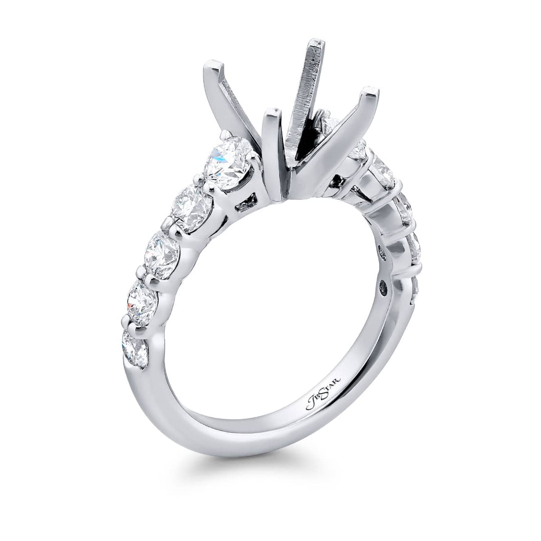 Dazzling Brilliance: Our timeless Diamond Semi-mount. These ten round diamonds are set in a shared prong setting handcrafted in pure platinum.