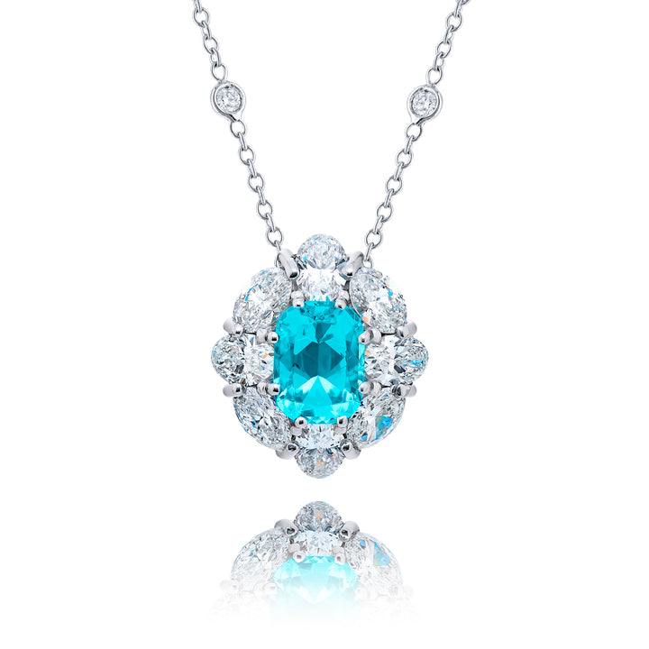 Platinum Cushion-Cut Paraiba Certified Pendant