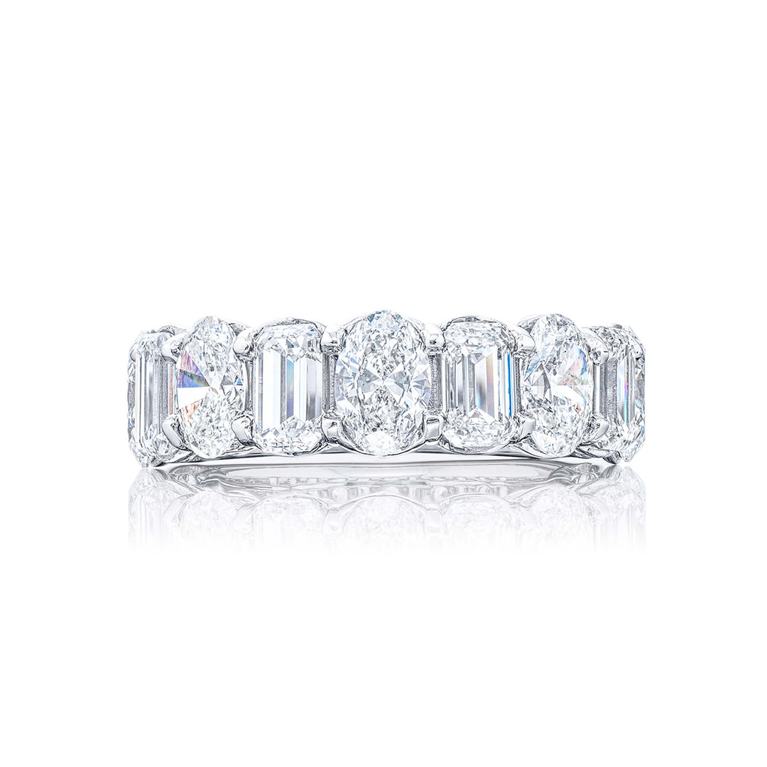 Iconic Single-Row Diamond Band | Emerald-Cut & Oval Diamonds in Platinum