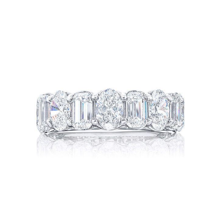 Iconic Single-Row Diamond Band | Emerald-Cut & Oval Diamonds in Platinum