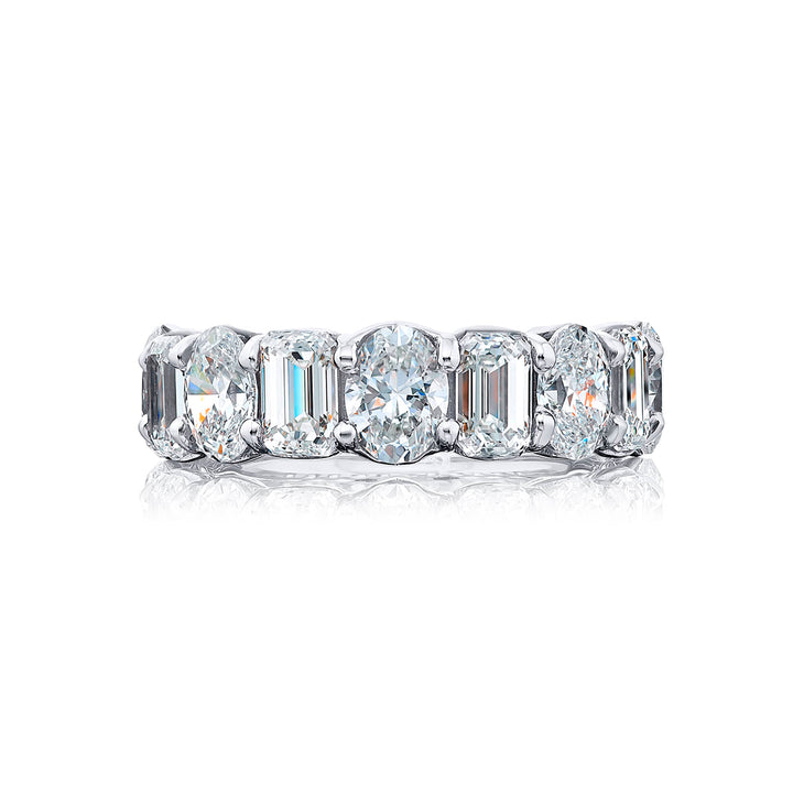 Classic Single-Row Diamond Band | Oval & Emerald-Cut Diamonds in Platinum