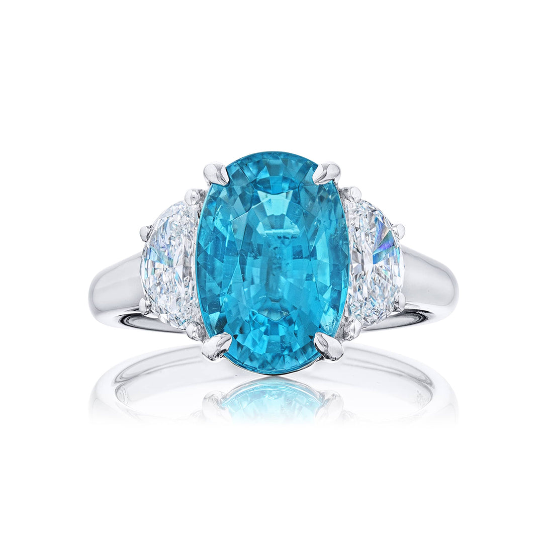Stunning 4.09 ct. Certified Oval Paraiba & Diamond Ring in Platinum
