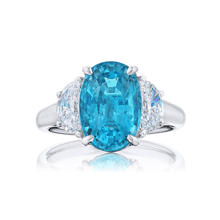 Stunning 4.09 ct. Certified Oval Paraiba & Diamond Ring in Platinum