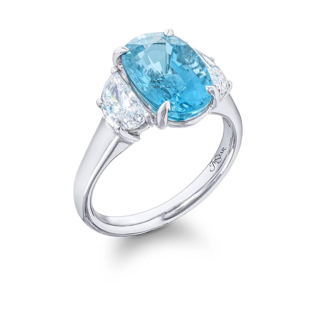 Stunning 4.09 ct. Certified Oval Paraiba & Diamond Ring in Platinum